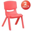 Flash Furniture Red Plastic Stackable School Chair with 10.5'' Seat Height, PK2 2-YU-YCX-003-RED-GG